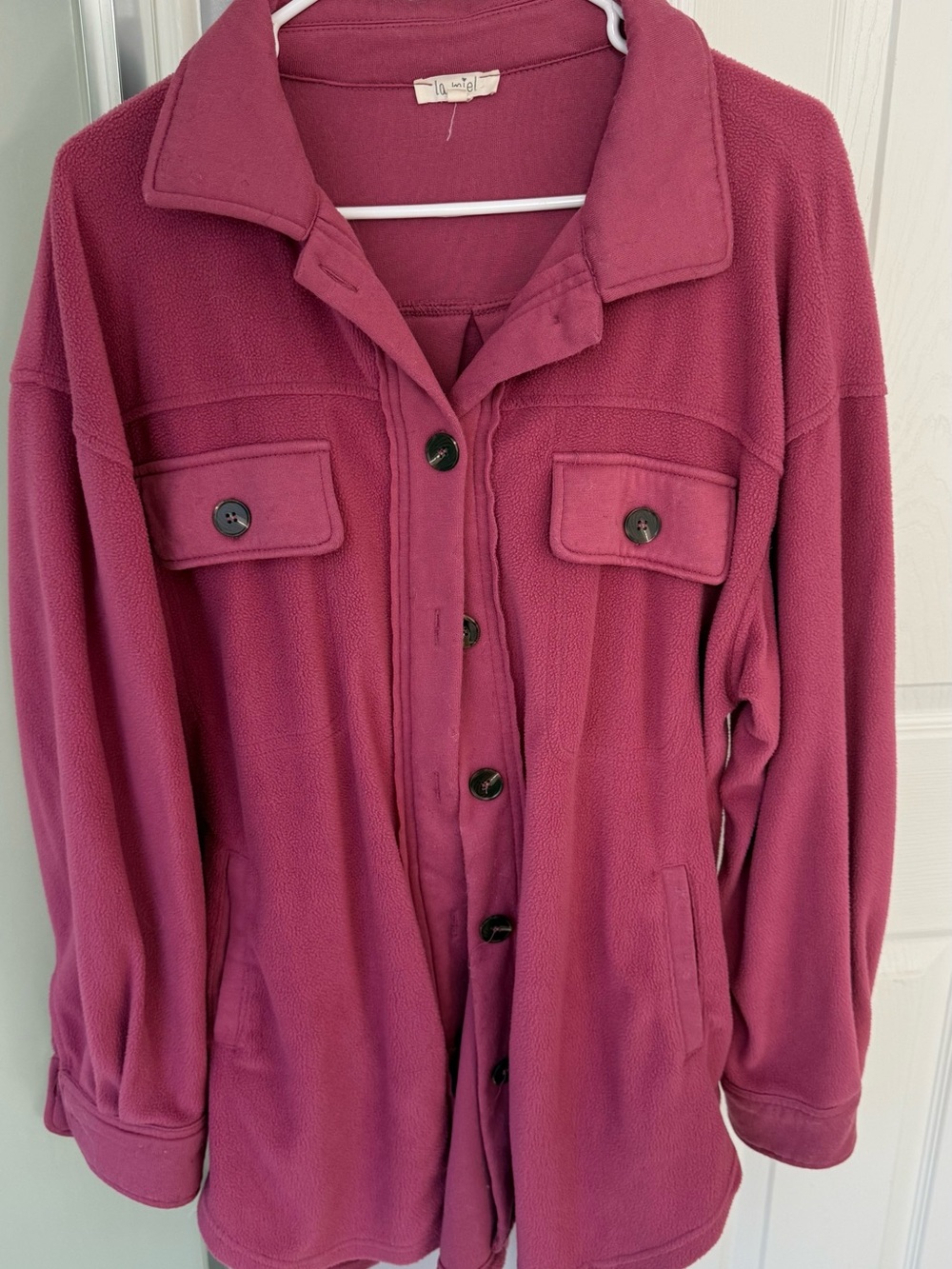 LA MIEL Rosewood Teddy Button-Front Jacket